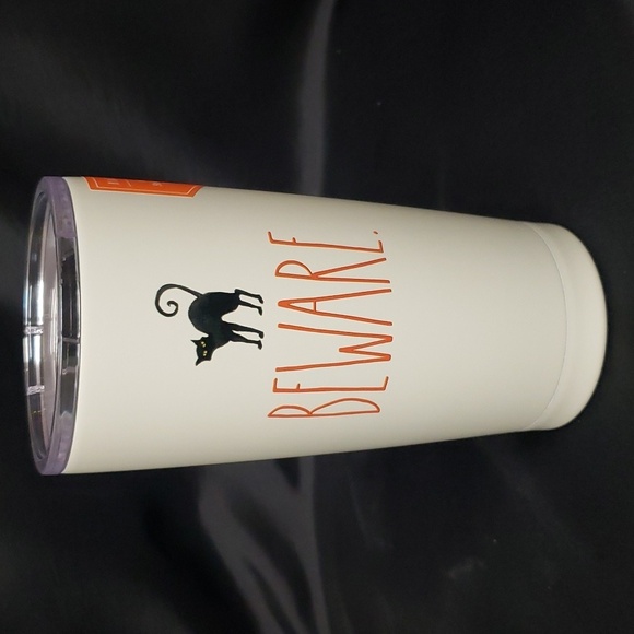 Rae Dunn NWT Insulated 17 oz Stainless Tumbler, BEWARE with Black Cat - Picture 1 of 6